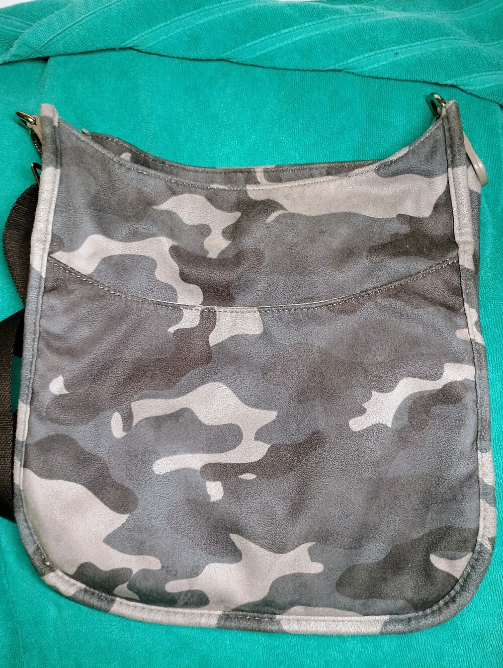 Ahdorned Casey Messenger Bag  Camo Vegan Suede